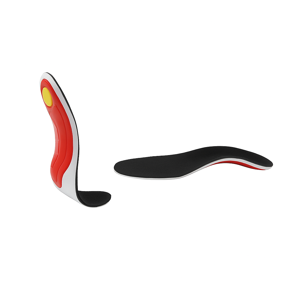 Orthopädische 3D-Einlegesohle mit Längsgewölbestütze und Fersendämpfung – ideal zur Korrektur von Fußfehlstellungen und zur Schmerzlinderung bei Plattfuß und Fersensporn